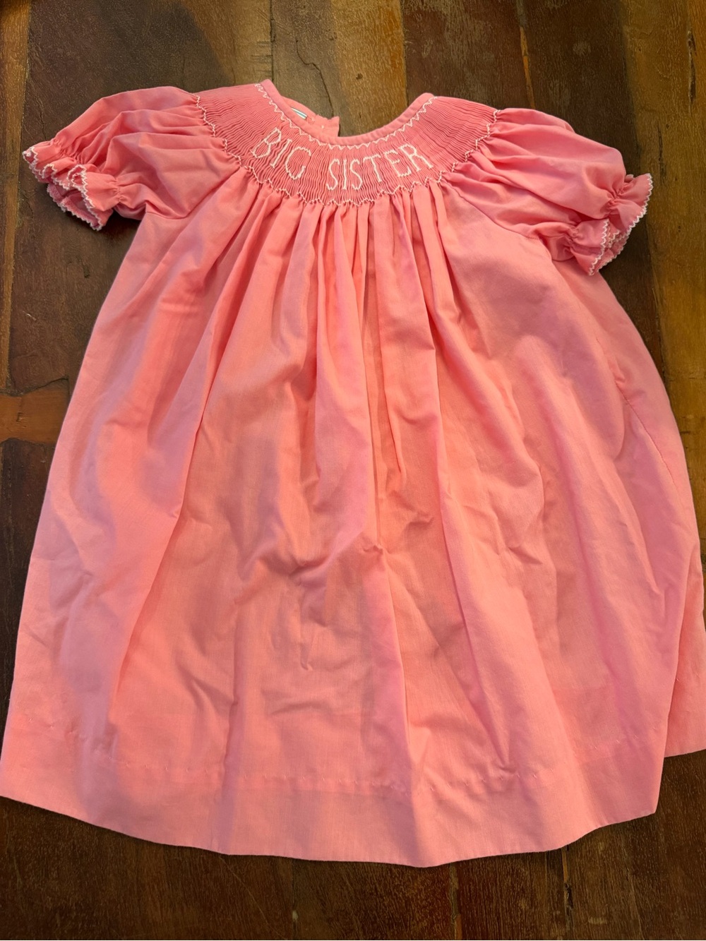 Pink 'Big Sister' Smocked Dress